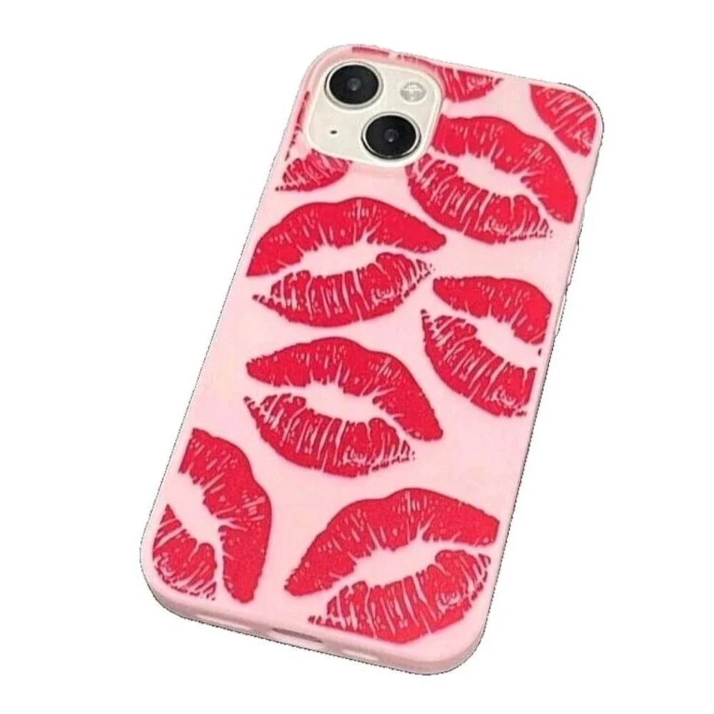 Hard Case For iPhone 14 Plus Sexy Red Lips Luxury 3D Slim Cover Hard TPU